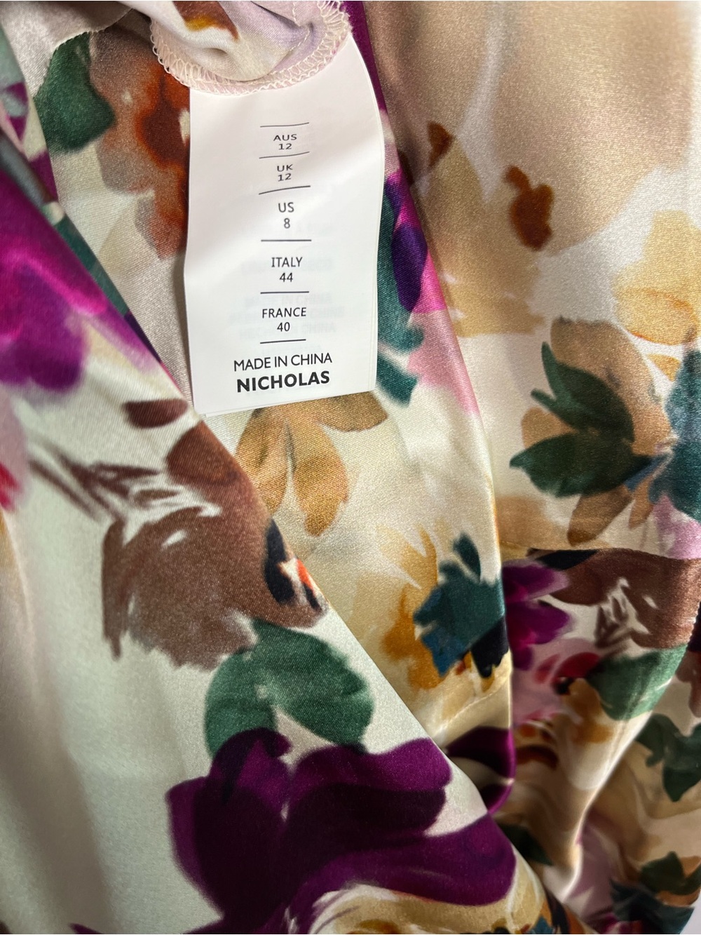 Nicholas floral nahara lark belted slip maxi dress silk cowl neck US SZ 8 EUC - Picture 12 of 13